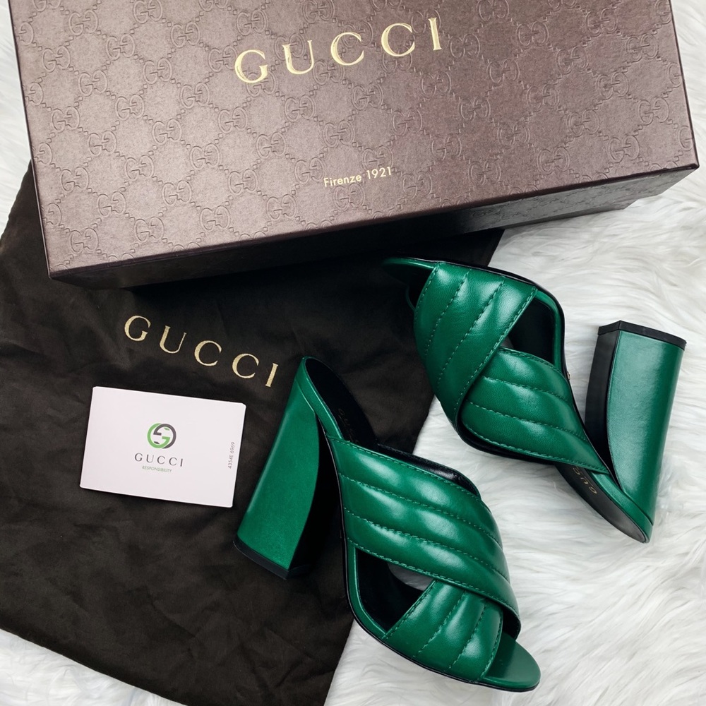 Gucci Green Heeled Sandals